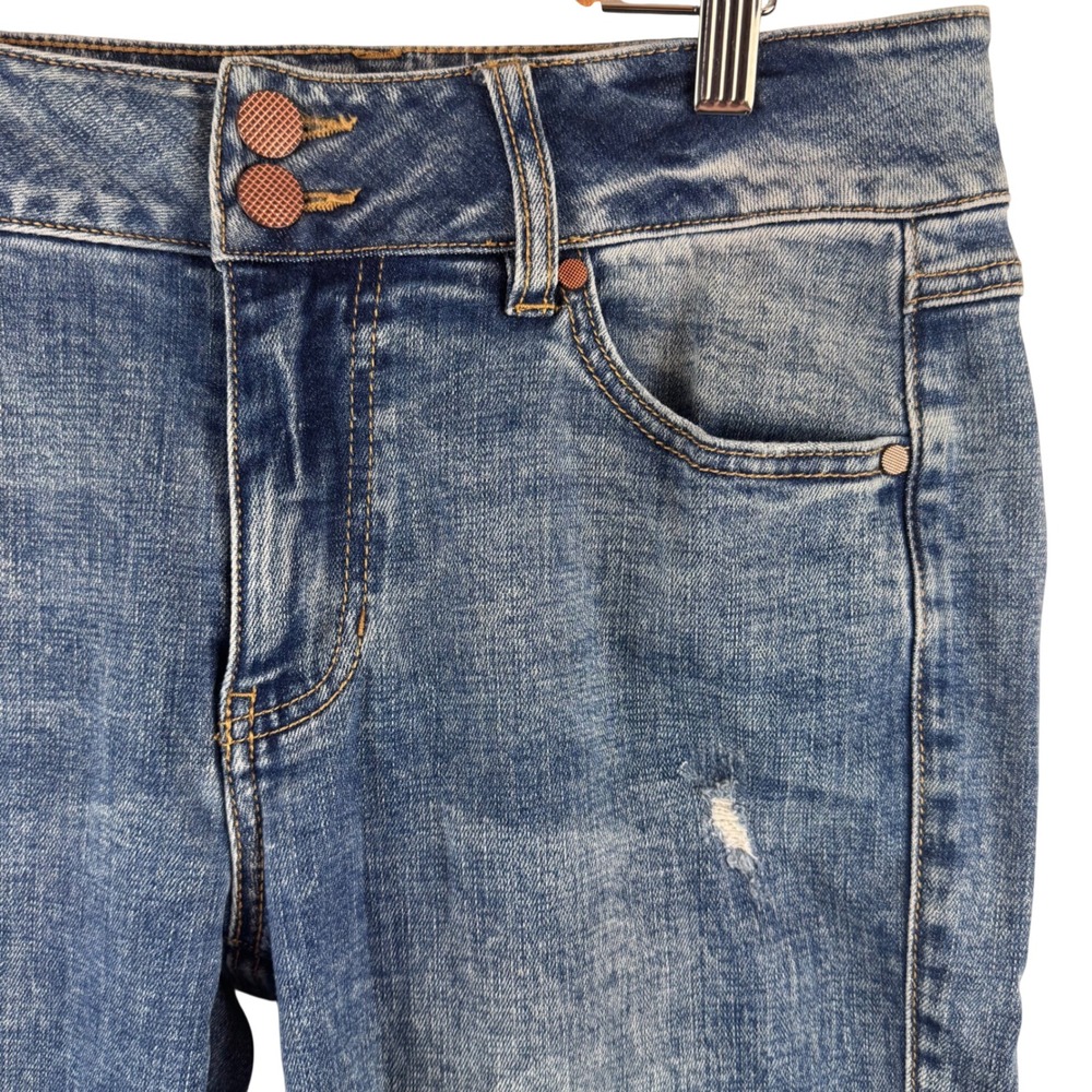 Cabi Cinch Skinny Jeans Women 6 Blue Distressed Mid Rise Stretch Denim 4153